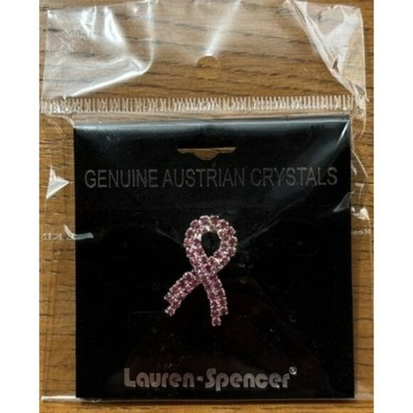 Pink ribbon bling genuine Austrian crystals Fashion lapel pin - Picture 1 of 2